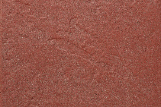 LuxoGran-Terrassenplatte in roter Naturstein-Optik von Woehe & Heydemann mit strukturierter Oberfläche