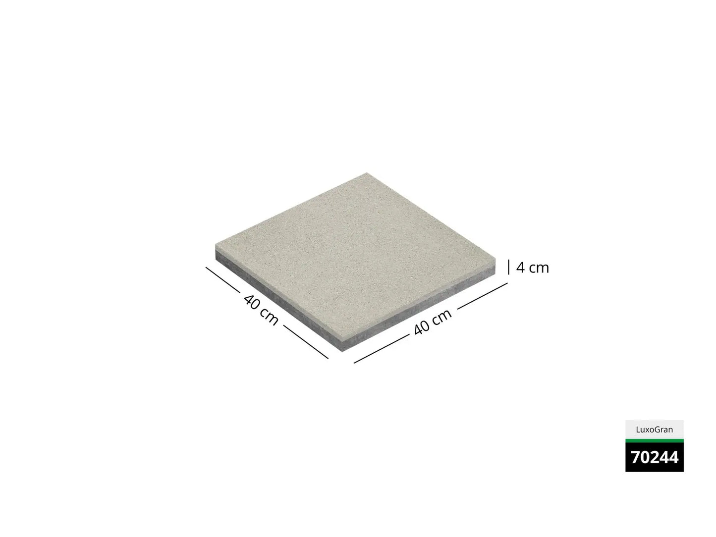 Saubere Schnittkante der 40x40 Terrassenplatte in beiger Natursteinoptik von Woehe & Heydemann mit feinkörniger Oberfläche  