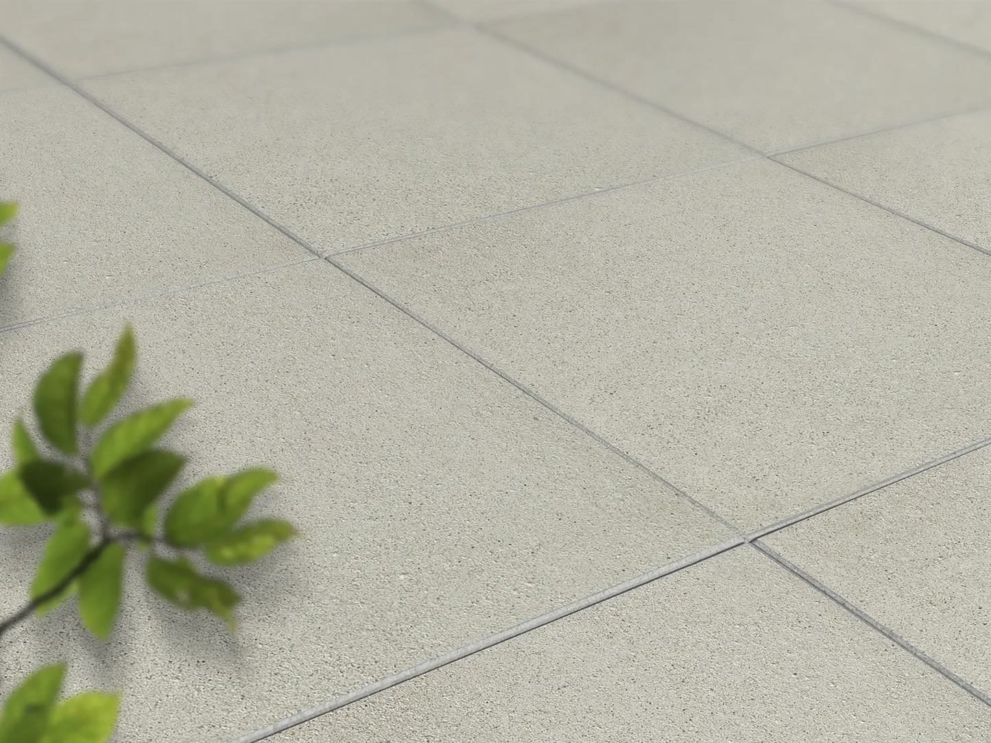 Verlegte LuxoGran-Platten in beige von Woehe & Heydemann in 50x50 – Naturstein-Optik mit harmonischer Linienführung 