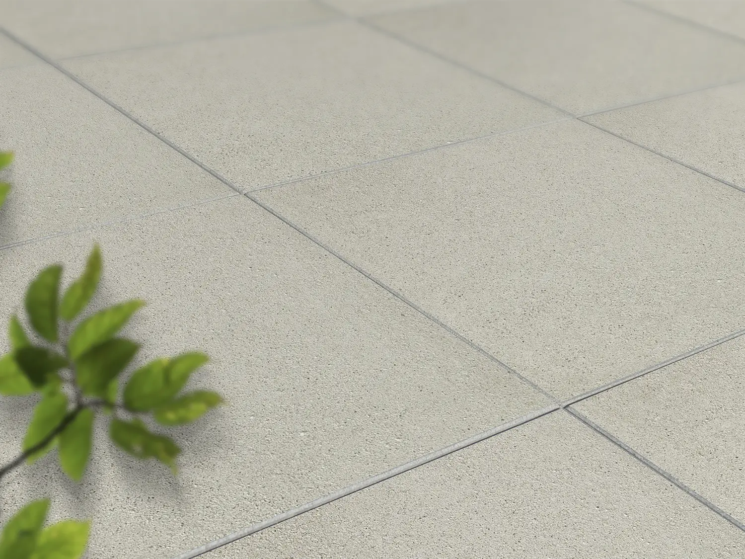 Verlegte LuxoGran-Platten in beige von Woehe & Heydemann in 50x50 – Naturstein-Optik mit harmonischer Linienführung 