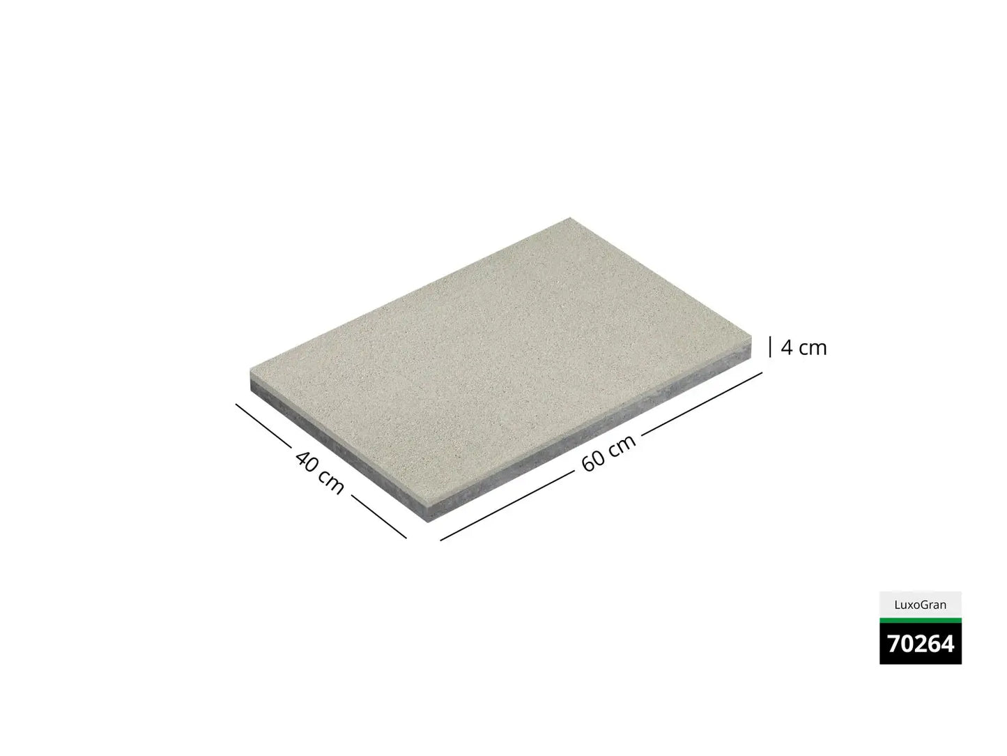 Saubere Schnittkante der 60x40 Terrassenplatte in beiger Natursteinoptik von Woehe & Heydemann mit feinkörniger Oberfläche  