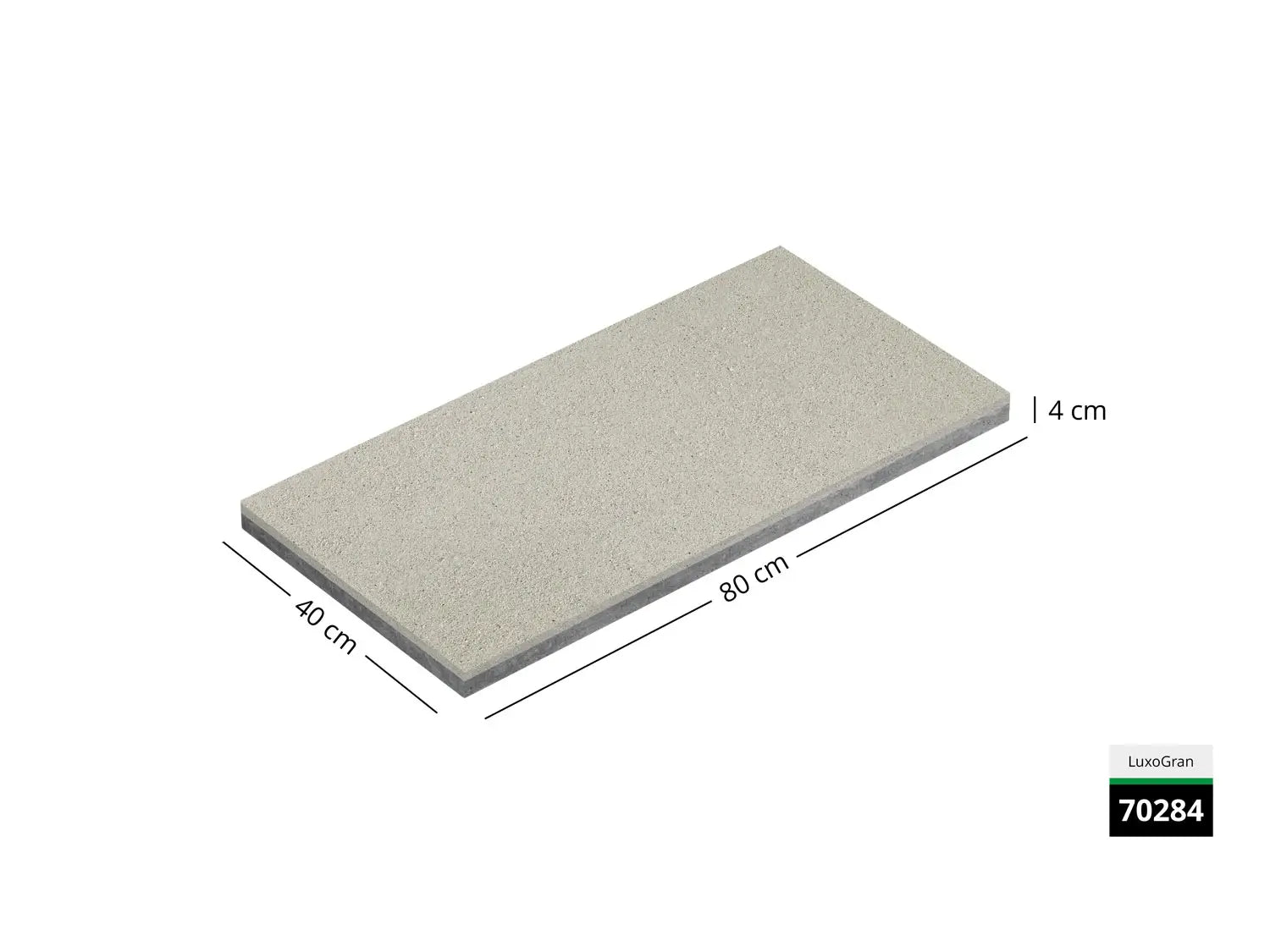 Saubere Schnittkante der 80x40 Terrassenplatte in beiger Natursteinoptik von Woehe & Heydemann mit feinkörniger Oberfläche  