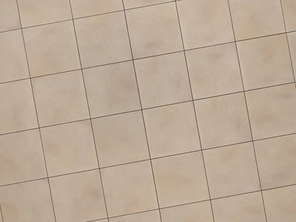 Verlegte PremiumLine-Platten in beige von Woehe & Heydemann in 40x40 – Naturstein-Optik mit harmonischer Linienführung 