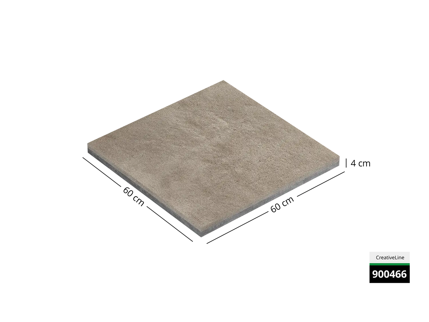 Saubere Schnittkante der 60x60 Terrassenplatte in beiger Natursteinoptik von Woehe & Heydemann mit feinkörniger Oberfläche  