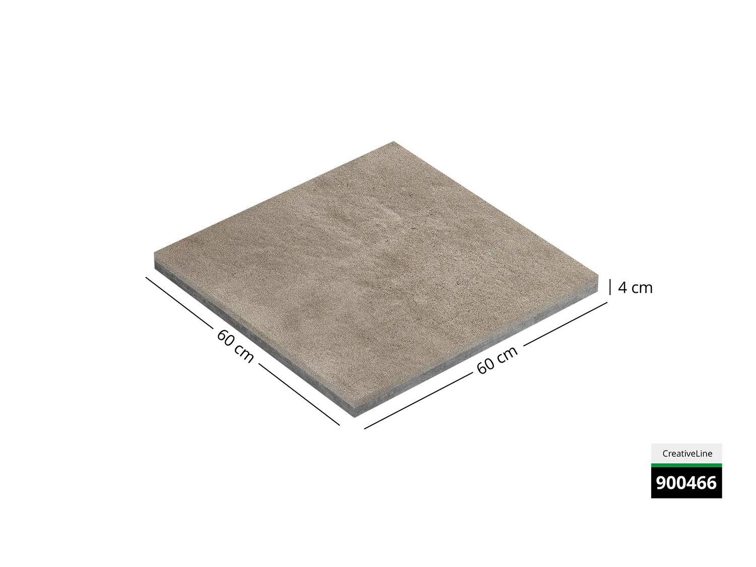 Saubere Schnittkante der 60x60 Terrassenplatte in beiger Natursteinoptik von Woehe & Heydemann mit feinkörniger Oberfläche  