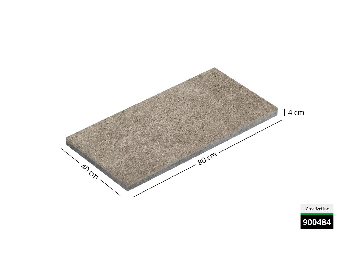 Saubere Schnittkante der 80x40 Terrassenplatte in beiger Natursteinoptik von Woehe & Heydemann mit feinkörniger Oberfläche  