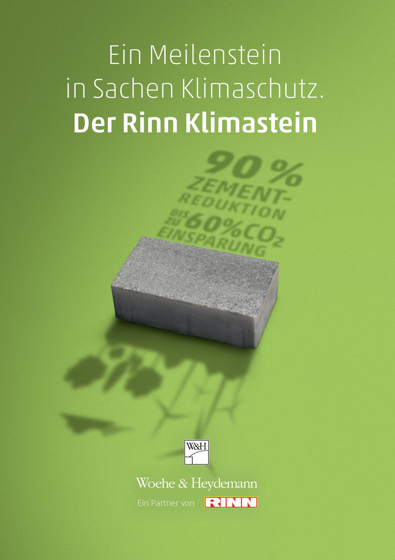 Deckblatt zu dem PDF des Klimasteins von Woehe & Heydemann und Rinn: Ein Meilenstein in Sachen Klimaschutz. Der Rinn Klimastein.