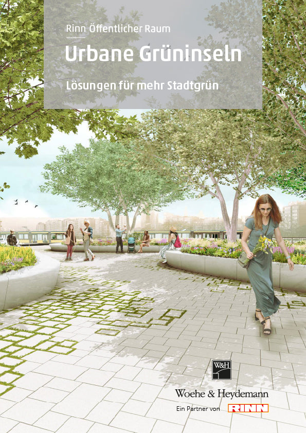 Deckblatt zu dem PDF über urbane Grüninseln (Lösungen für mehr Stadtgrün) für den öffentlichen Raum von Woehe & Heydemann und Rinn.