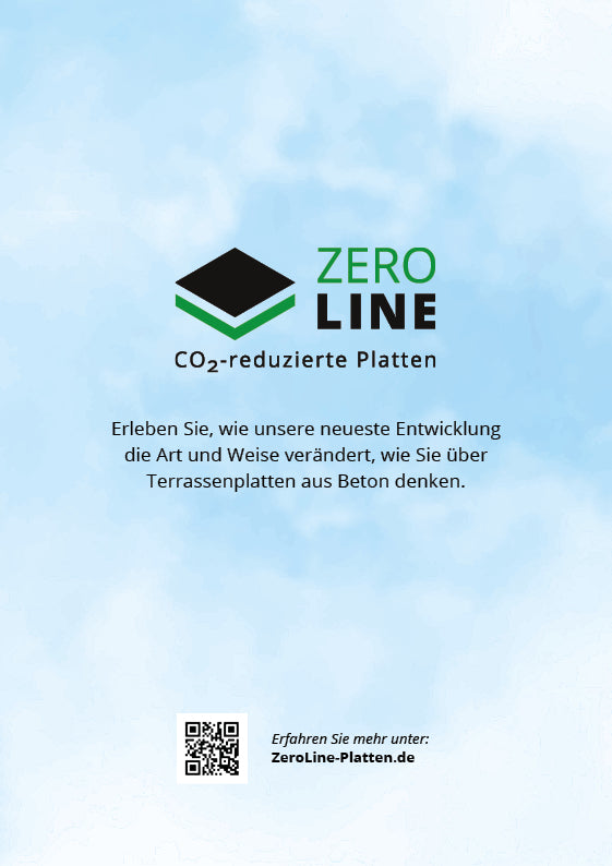 Woehe & Heydemann nachhaltige Terrassenplatten Flyer Zeroline C02-reduzierte Platten